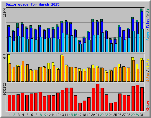 Daily usage for March 2025